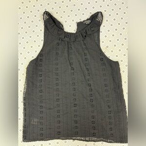 Ann Taylor Dark Gray Eyelet Tank Top